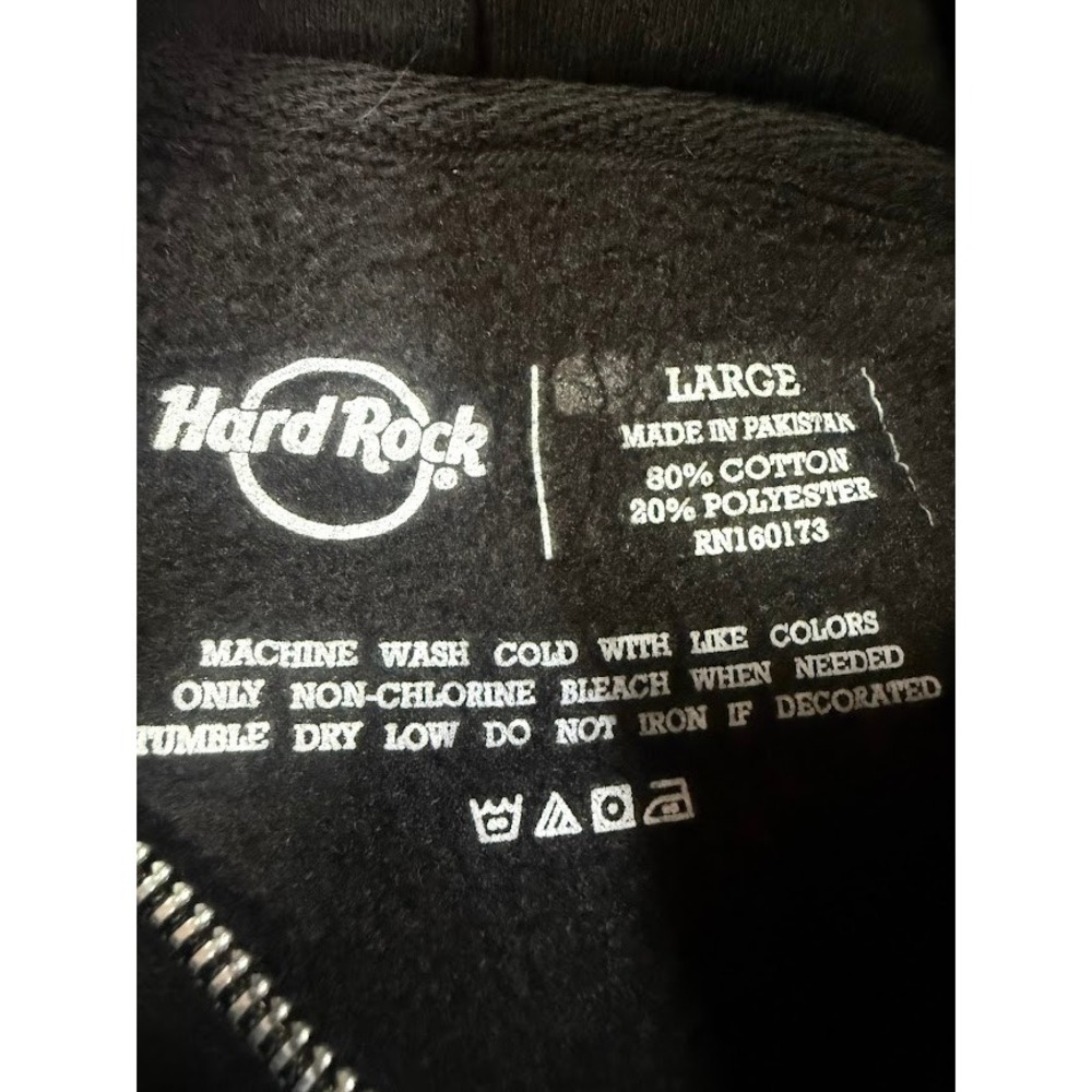 Hard Rock Cafe Mens Full Zip Hoodie Black Santa Christmas Sweatshirt L RN160173 - Picture 3 of 5